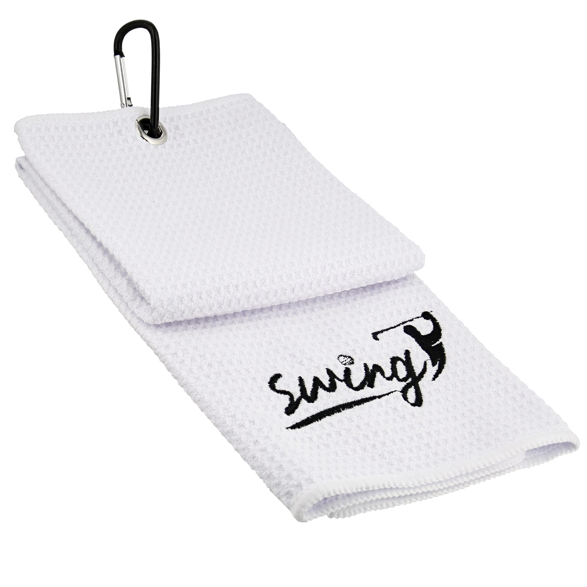 Premium Waffle Microfiber Golf Towel with Clip - Tri-Fold Absorbent Golf Bag Towel for Clubs, Balls & Hands - Perfect for Golf Courses, Driving Ranges & Practice Sessions