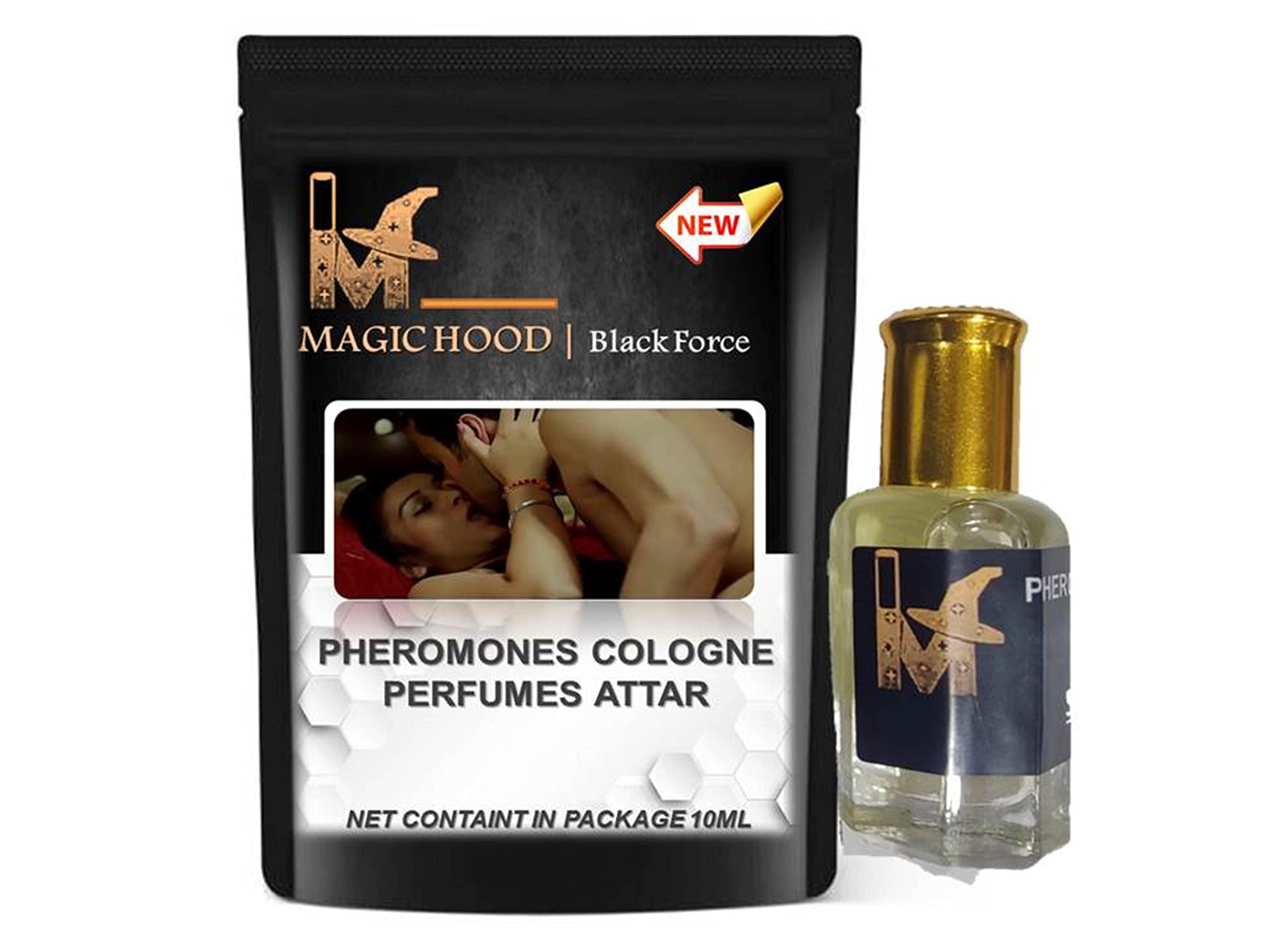 MagicHood Roll-On Pheromone Attract Perfume - Original Essential Oil Cologne for Men & Women (10ml, Black Force) | Date Night, Social Events & Confidence Boost