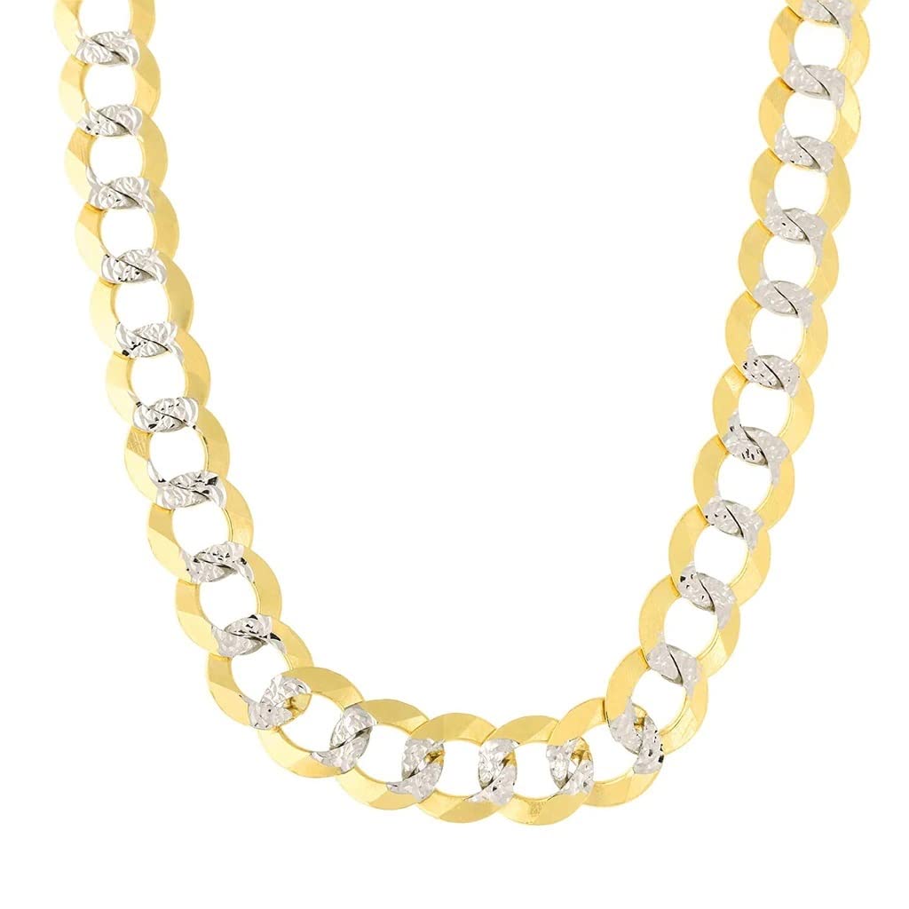 9.2mm Sterling Silver Diamond Pave Curb Chain Bracelet with Lobster Clasp - Yellow Gold Plated & Rhodium Finish (8.5-24 Inch Adjustable) | Elegant Jewelry for Women, Perfect for Parties, Weddings & Everyday Wear