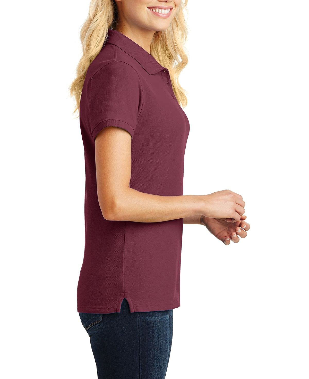JustBlanks Women's Short Sleeve Polo Shirts - Breathable Pique Cotton 4-Button Casual Tee for Golf, Work & Everyday Wear