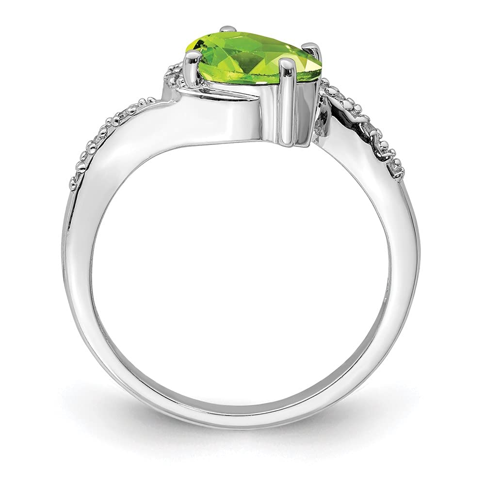 925 Sterling Silver Oval Peridot & Diamond Ring for Women | Elegant Fine Jewelry Gift for Her | Perfect for Anniversaries, Birthdays & Special Occasions