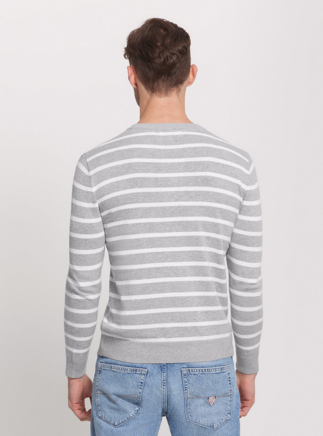Women's Grey Striped Long Sleeve Knit Top - Soft Casual Pullover Sweater for Fall & Winter | Perfect for Office, Date Night & Weekend Outfits