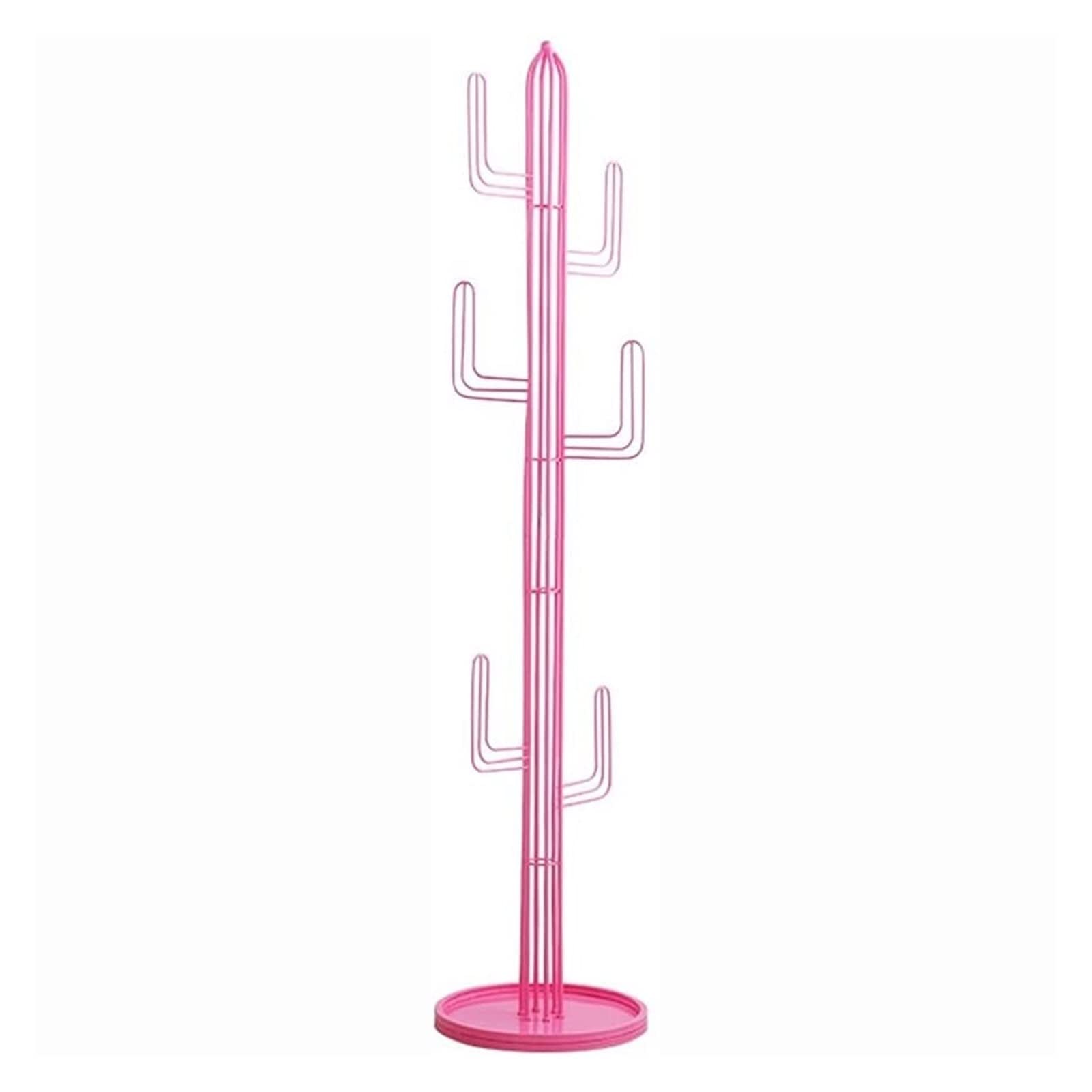 Stylish Metal Cactus Coat Rack - Freestanding Hat & Handbag Hanger for Clothes, Accessories & Umbrellas | Pink Home Decor for Entryway, Bedroom & Office Organization