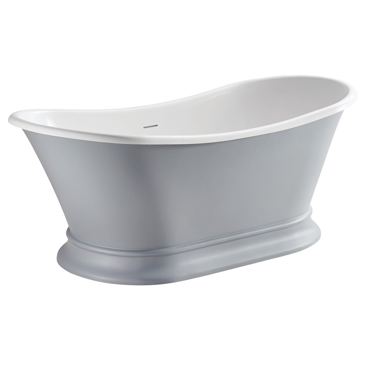 Arcticstone 68 Inch Solid Surface Oval Double Slipper Pedestal Bathtub - Matte Gray/Glossy White Freestanding Soaking Tub with Drain (No Faucet Holes) | Perfect for Luxury Bathrooms, Spa Retreats & Master Suite Relaxation