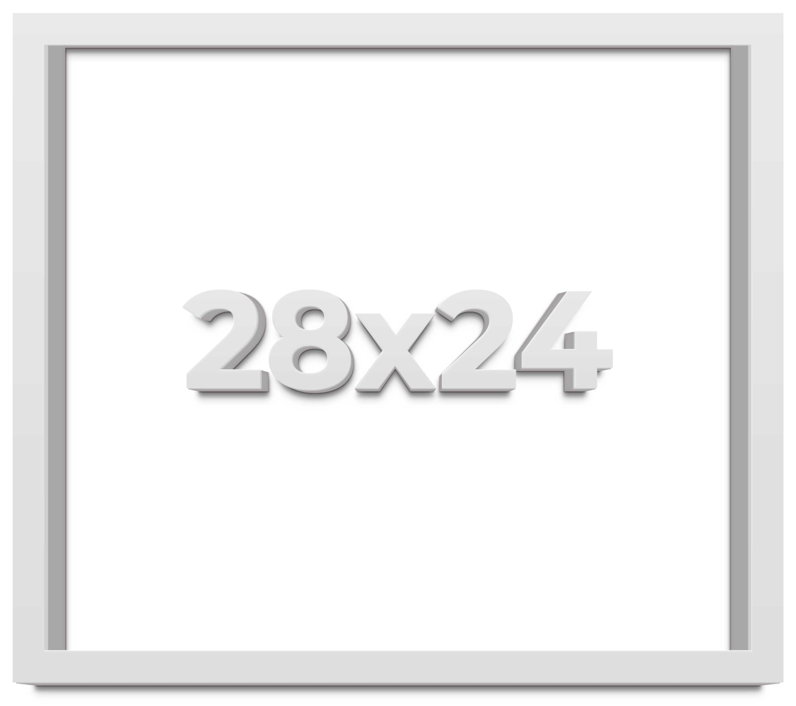 28x24 White Shadow Box Display Frame - 2 Inch Rabbet Depth & 1.25 Inch Moulding Width - Shatter Resistant Acrylic Plexiglass with Foam Board Backing & Hanging Hardware - Perfect for Memorabilia, Artwork, and 3D Keepsake Display