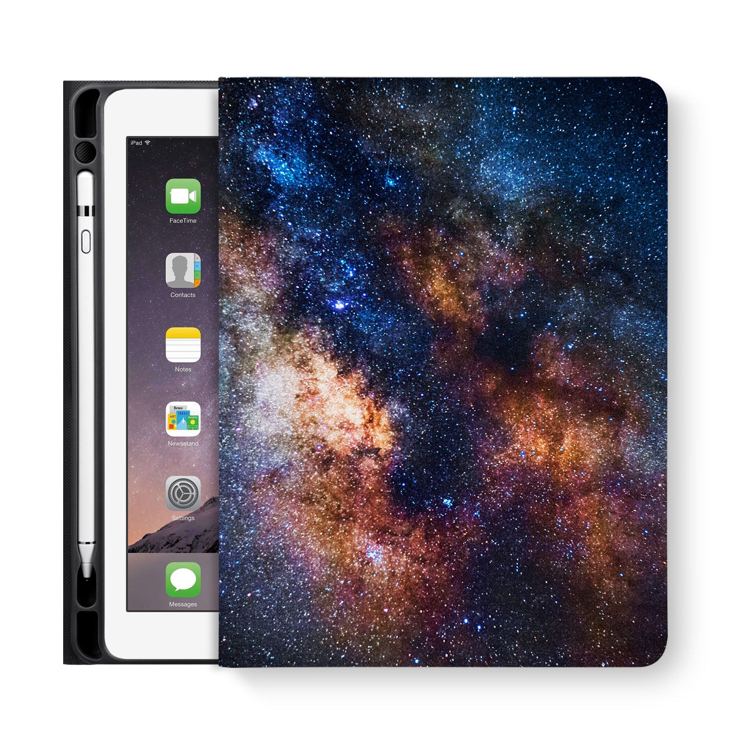 Premium iPad Folio Case with Galaxy Universe Design - Slim Protective Cover for iPad 6th/7th/8th/9th Gen | Perfect for Work, Travel & School Use