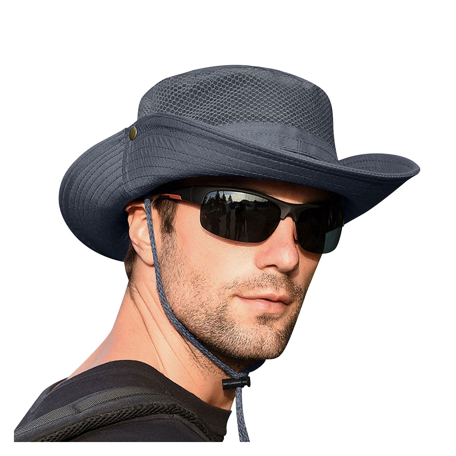 Foldable Wide Brim Sun Hat for Men - Breathable Mesh Cooling Ponytail Baseball Cap with UPF Protection - Perfect for Outdoor Activities, Hiking, Beach & Summer Fashion