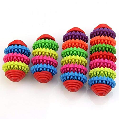 Durable Rubber Chew Toy Roller for Dogs & Puppies - Colorful Dental Teething Toy for Healthy Teeth & Gums - Perfect for Aggressive Chewers, Puppy Teething Relief & Interactive Playtime