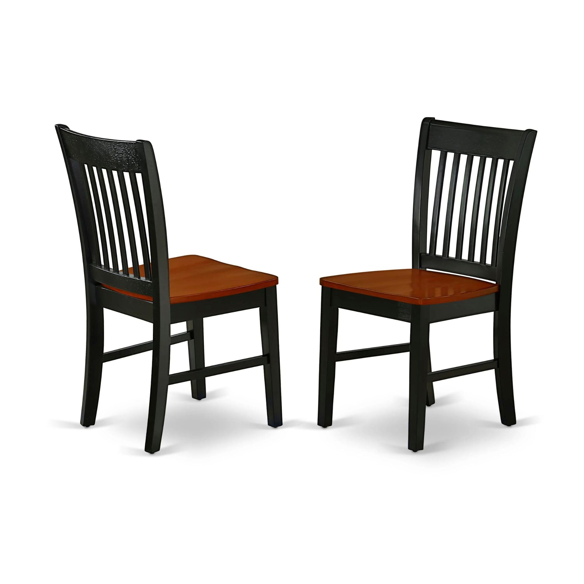 East West Furniture Norfolk Dining Chairs Set of 2 - Black & Cherry Wooden Slat Back Kitchen Chairs with Comfortable Wood Seat | Perfect for Dining Room, Kitchen, Breakfast Nook & Restaurant Settings