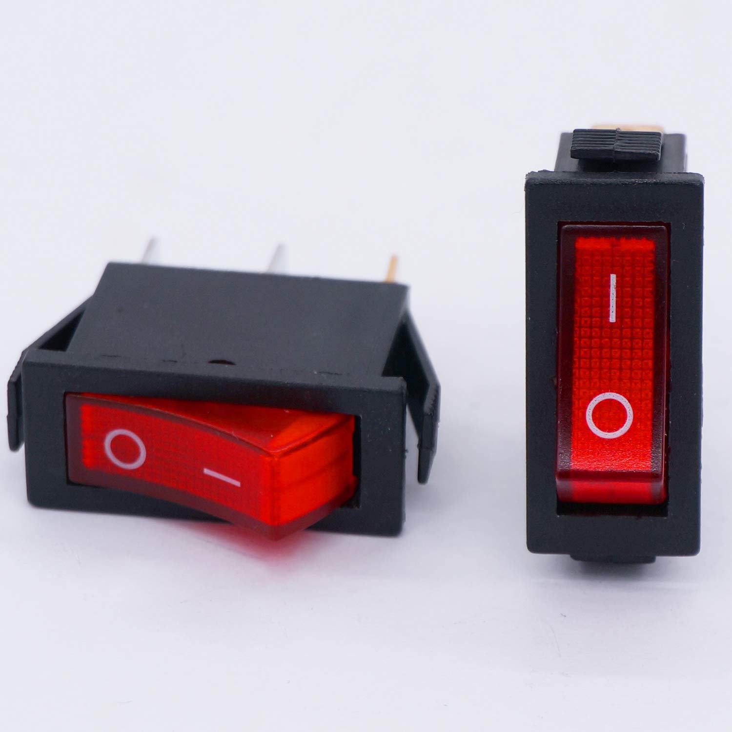 8Pcs Mini Boat Rocker Switch KCD3-101 & KCD3-101N-R - 2 Pin & 3 Pin Toggle Switches with Red Light Illumination for Marine, Automotive, and DIY Electronics Projects