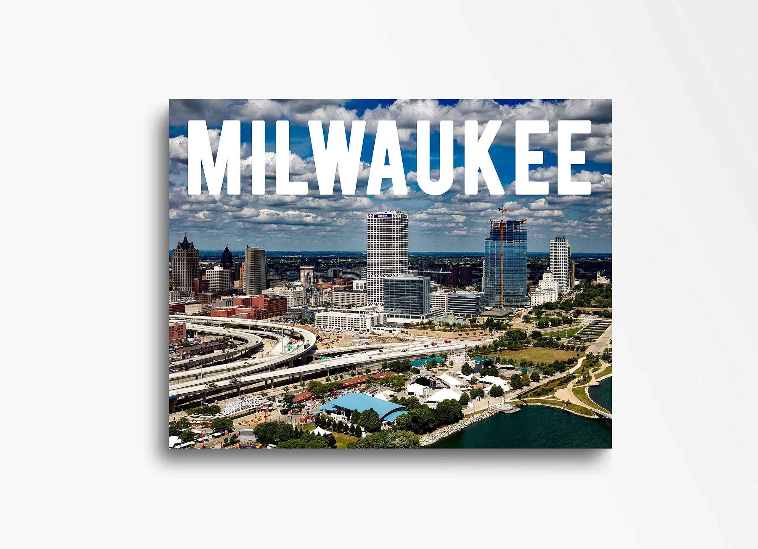 Milwaukee Downtown Skyline Canvas Wall Art - 30x40 Inches Cityscape Home Decor for Living Room, Bedroom, Office & Kitchen - Ready to Hang Urban Wall Art for Modern Interior Design