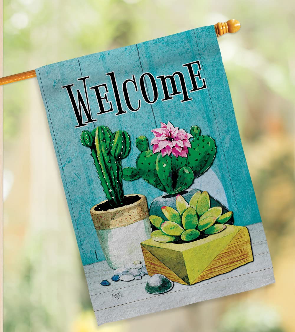 Southwest Cactus Welcome Flag - Double-Sided Desert Decor for Garden & Yard