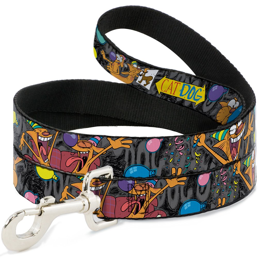 Premium 6FT Dog Leash with Cat & Dog Print - 1.5 Inch Wide Adjustable Pet Lead for Walking, Training & Outdoor Adventures (Gray/Black/Multi-Color)