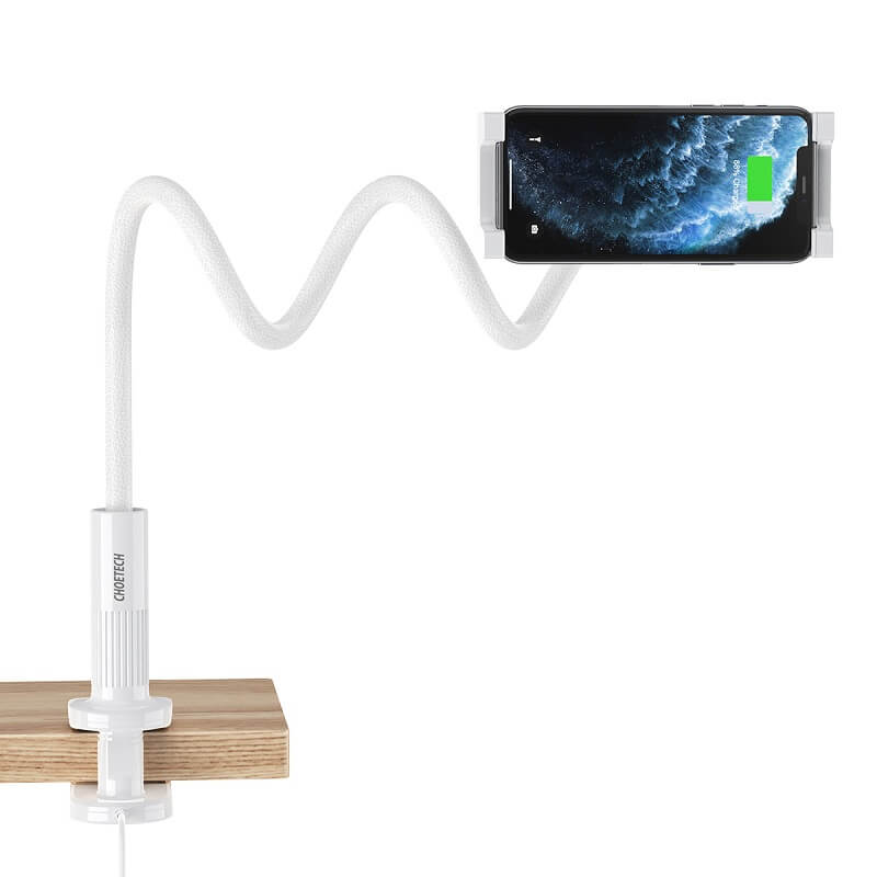 CHOETECH 2-in-1 Adjustable Gooseneck Phone Stand with 15W Fast Wireless Charging Pad - Compatible with iPhone 15/14/13/12, Samsung Galaxy S23/S22 - Perfect for Home Office, Bedside Table & Car Dashboard Use