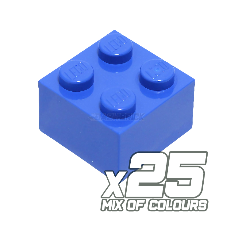 LEGO 2x2 Building Bricks (3003) - Pack of 25 Assorted Color Bricks for Creative Construction, DIY Projects & Kids Educational Toys