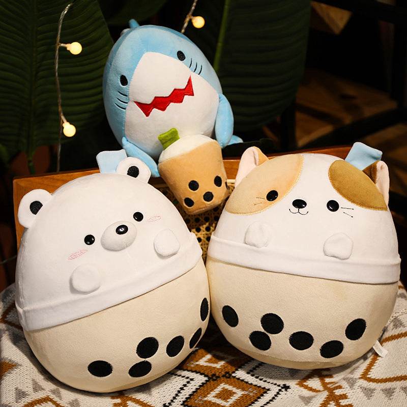 Cute Chonky Milk Tea Boba Animal Plush Toys - Soft Stuffed Animals for Kids, Kawaii Home Decor & Gift for Anime Lovers (Perfect for Bedroom Decor, Birthday Gifts & Cuddling)