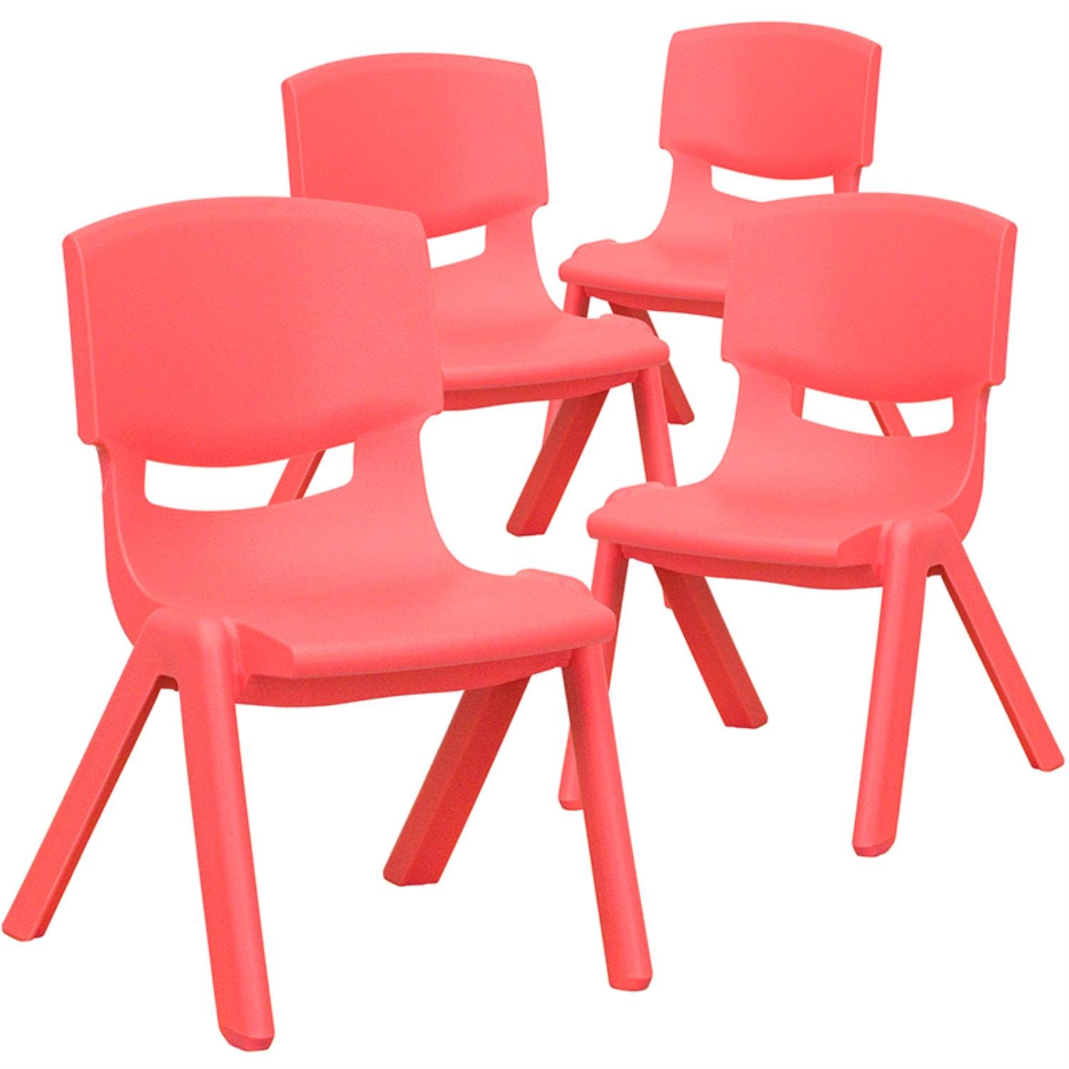 Flash Furniture Whitney 4-Pack Red Plastic Stackable School Chairs - 10.5