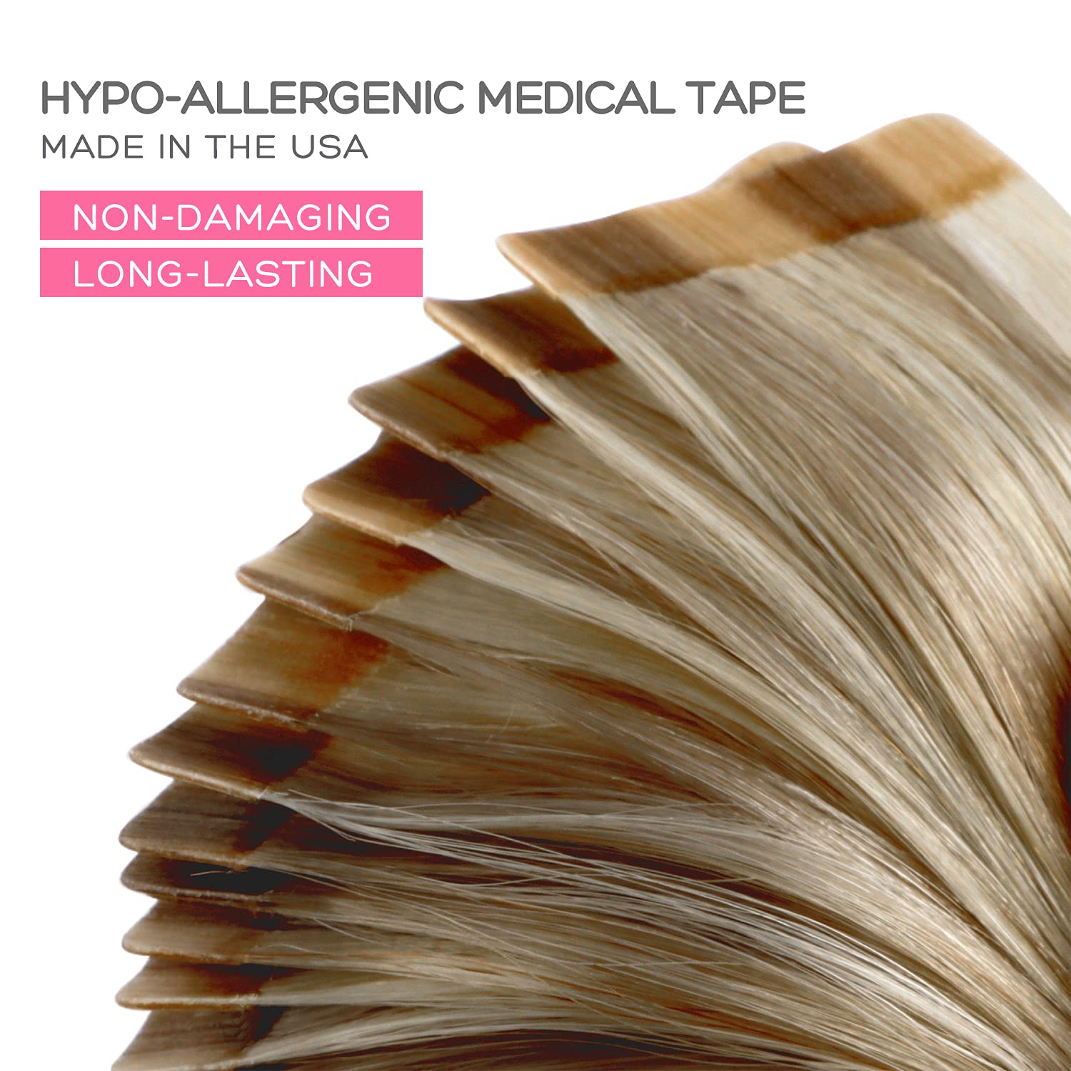 Marat Tape in Hair Extensions 24 Inch - Light Blonde Highlighted Golden Blonde 50g Real Human Hair Extensions | Natural Straight Tape-in Extensions for Volume & Length | Perfect for Weddings, Parties & Daily Styling