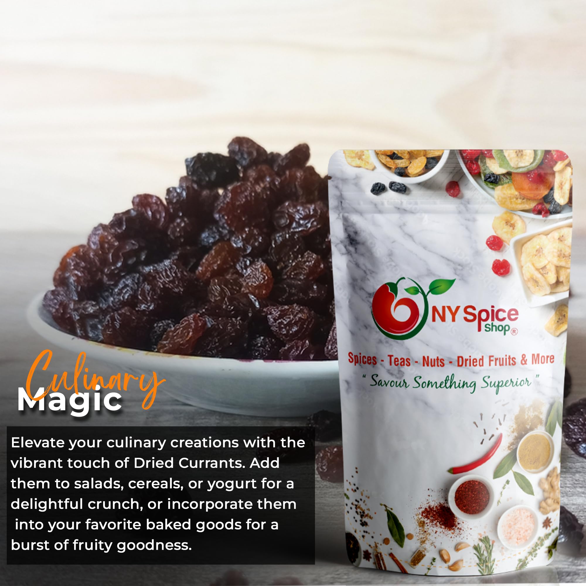 1 Pound Dried Currants - Sweet Red & Black Currant Raisins for Baking, Snacks | Naturally Dried Fruit | Perfect for Muffins, Granola, Trail Mix | NY Spice Shop Premium Quality