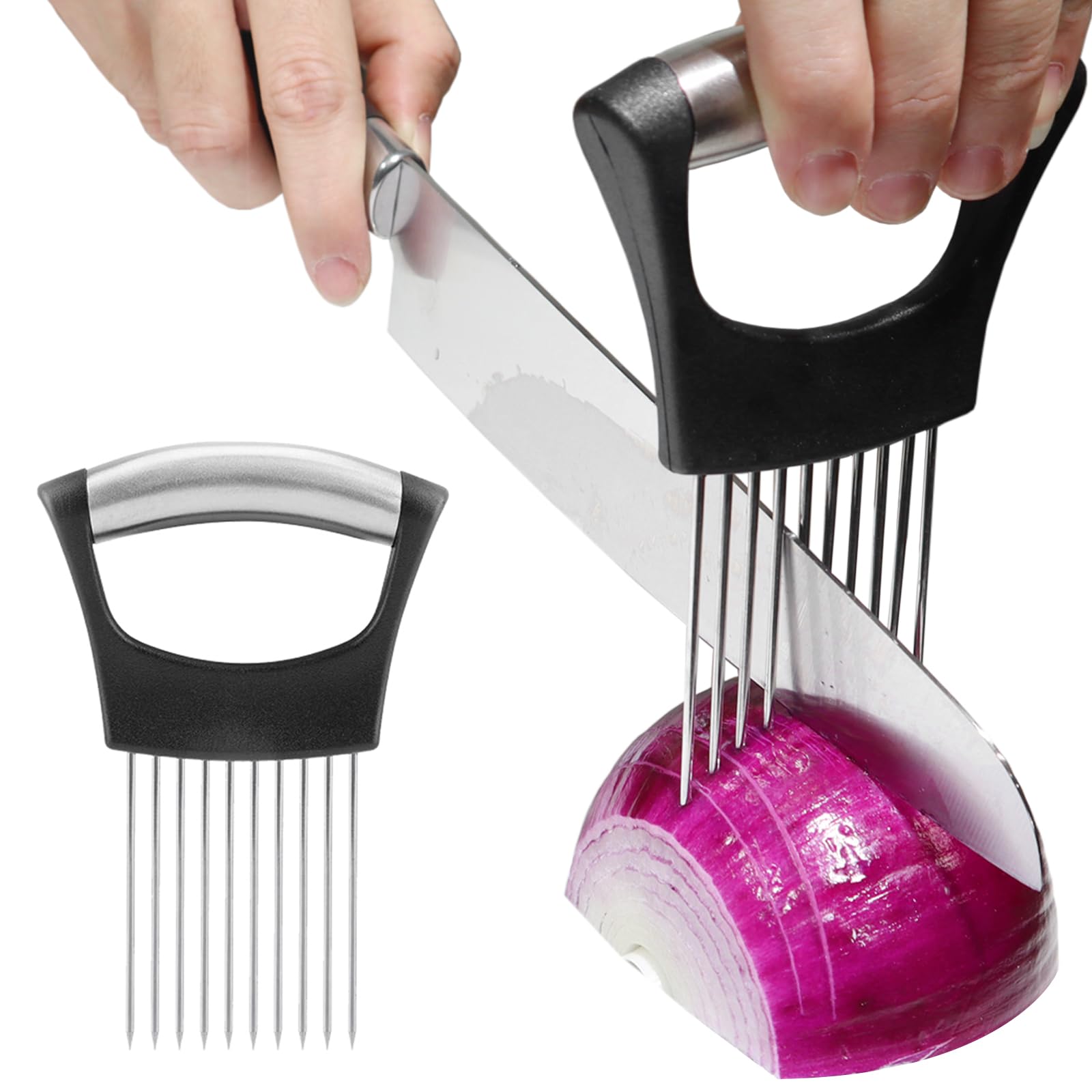 JAYVAR Onion Holder & Vegetable Slicer - Multi-Purpose Food Cutter for Onions, Potatoes, Tomatoes, Avocados, Eggs, Lemons and Meat | Perfect for Meal Prep, Salad Making & Kitchen Cooking Accessories
