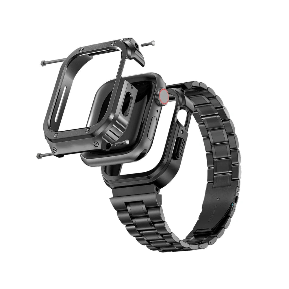 ArmorSync Elite Apple Watch Band - Premium Durable Stainless Steel Strap for Apple Watch Series 9/8/7/6/SE - Adjustable Magnetic Closure for Secure Fit - Perfect for Workouts, Running & Everyday Wear