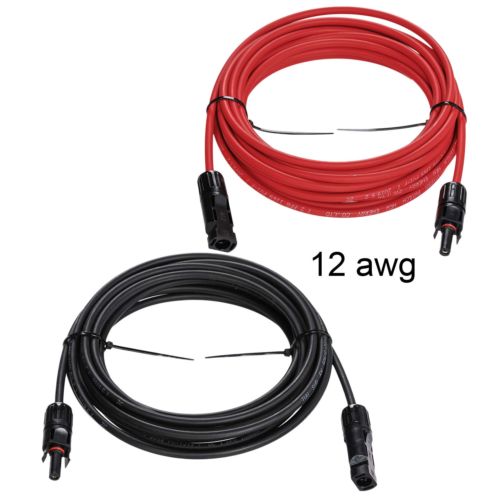 12AWG Solar Panel Extension Cable - 10ft Waterproof 12 Gauge (4mm²) Wire with MC4 Connectors for Solar Systems - Perfect for RV, Home & Off-Grid Solar Panel Installations (Red & Black)