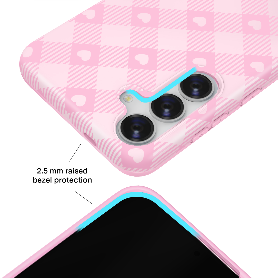 Pink Gingham Samsung Phone Case - Cute & Stylish Protective Cover for Samsung Galaxy - Perfect for Everyday Use, Work & Travel