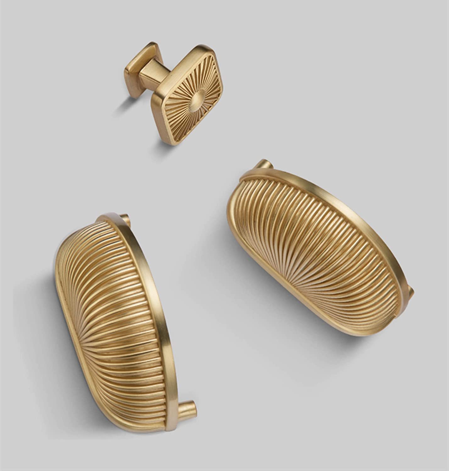 Brushed Brass Drawer Knobs - 4 Pack Matte Gold Cabinet Pulls for Kitchen & Dresser
