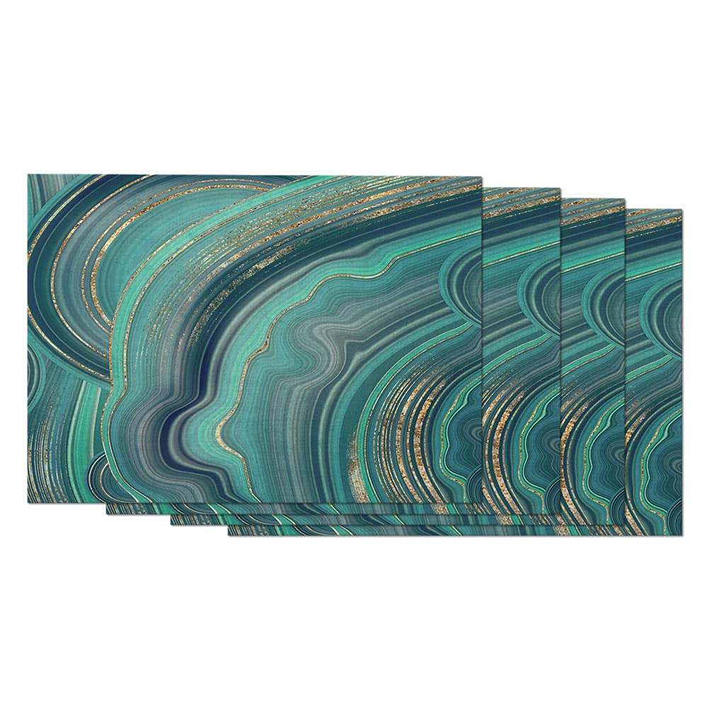 WONDERTIFY Faux Marble Placemats Set of 4 - Heat & Stain Resistant Table Mats with Gold Veins (12x18 Inches, Mint Green) - Perfect for Dining Tables, Kitchen Countertops & Party Decor