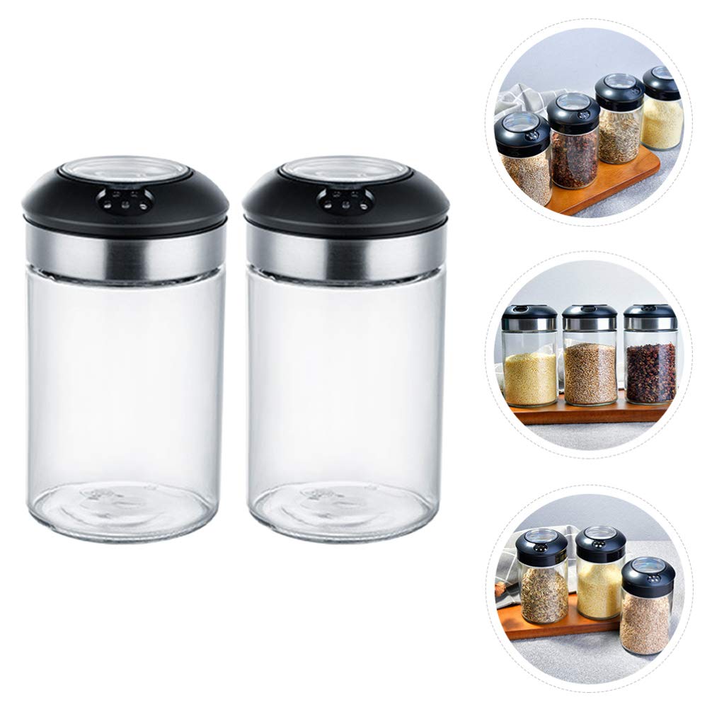 Hemoton 2-Piece Glass Spice Jars with Lids - Airtight Kitchen Storage Containers for Spices, Seasonings, Honey & Condiments | Perfect for Pantry Organization, Cooking & Baking Essentials