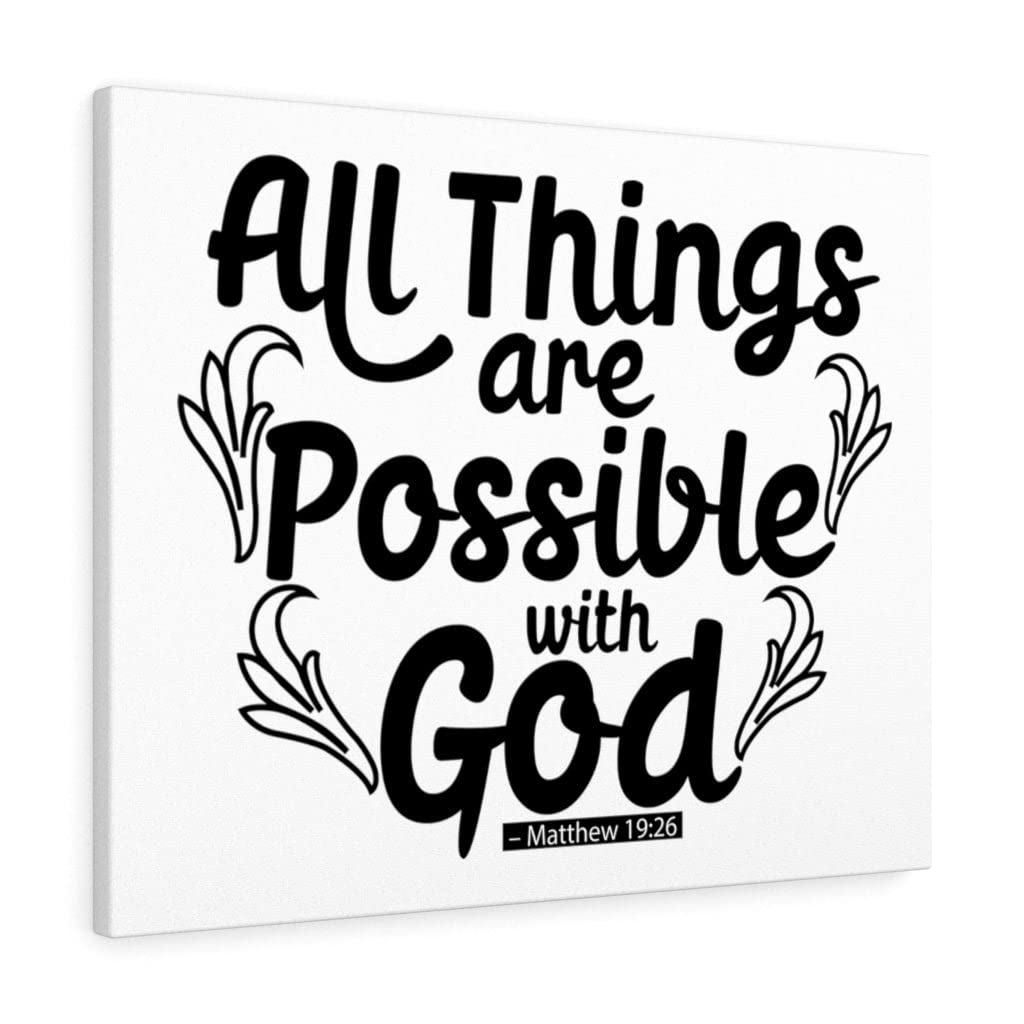 Christian Wall Art with Bible Verse - Matthew 19:26 'With God All Things Are Possible' - Inspirational Scripture Print for Home Decor, Ready to Hang - Perfect for Living Room, Bedroom & Church Gifts