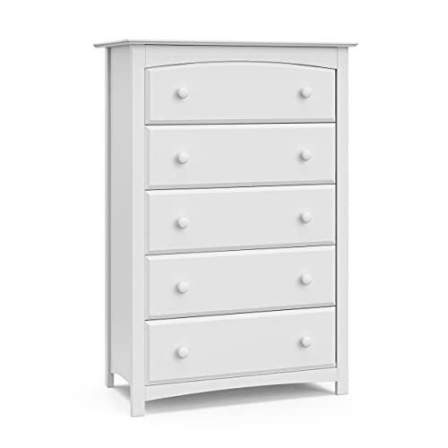 Storkcraft Kenton 5-Drawer Dresser in White - Kids Bedroom Dresser, Nursery Storage Organizer, 5-Drawer Chest for Boys & Girls Room - Perfect for Baby Clothes, Toys & Bedroom Organization