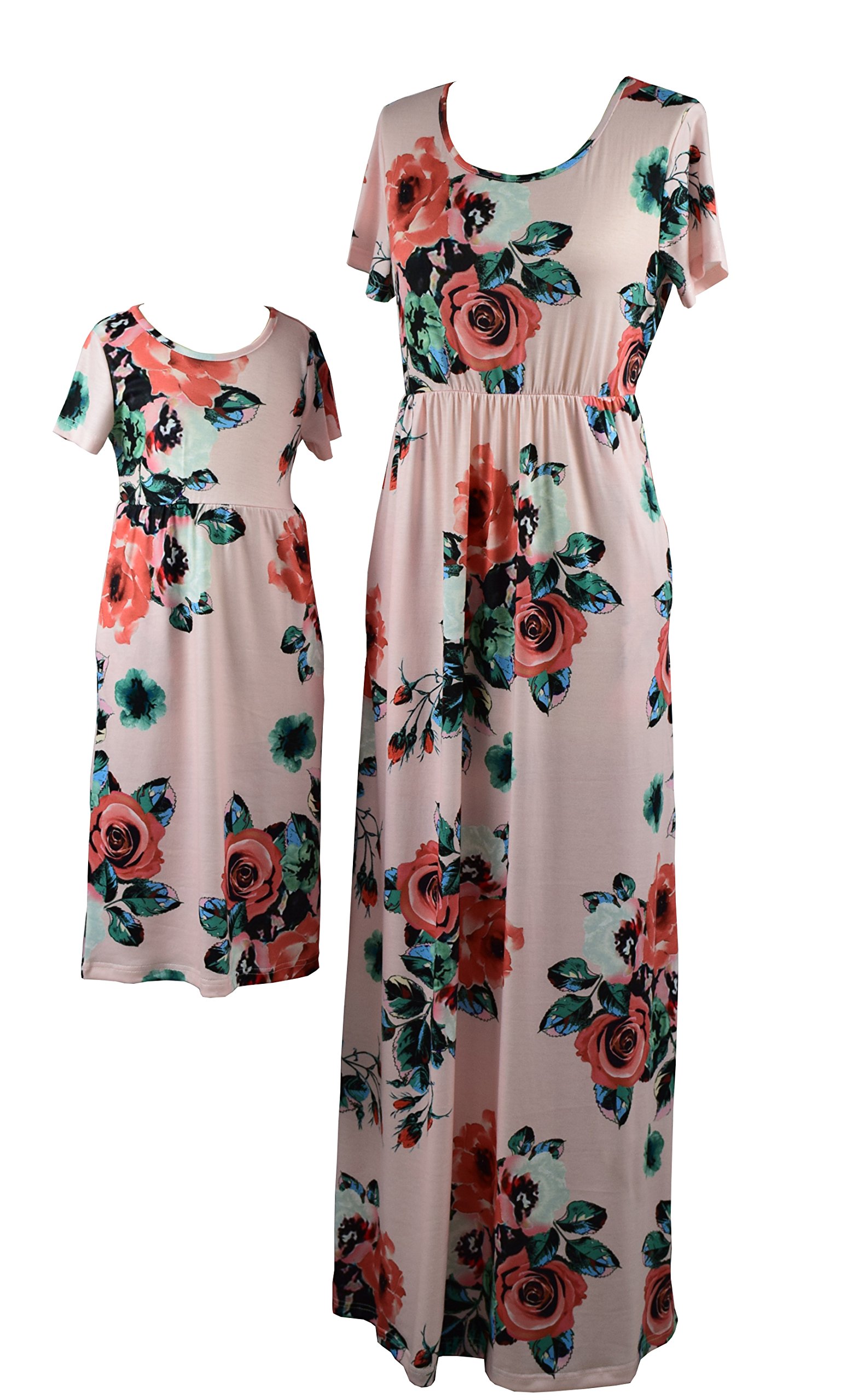 Mommy and Me Maxi Dresses - Bohemian Floral Printed Matching Outfits for Mother and Daughter | Perfect for Family Photos, Vacations & Special Occasions