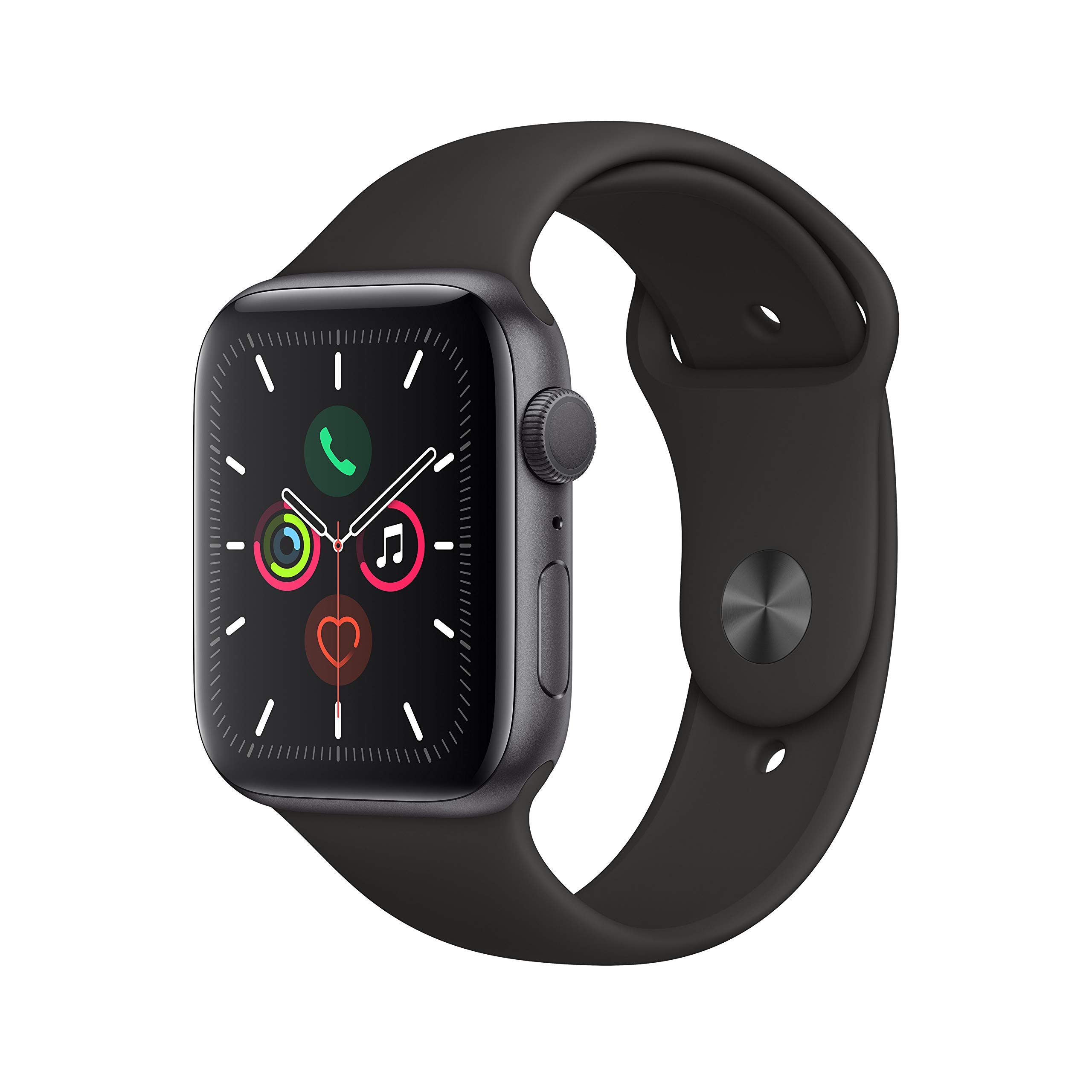 Apple Watch Series 5 (GPS, 44mm) - Space Gray Aluminum Case with Black Sport Band (Renewed) | Smart Fitness Tracker for Running, Swimming & Daily Activity Tracking