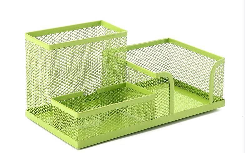 Premium GREEN Metal Mesh 3-Tier Desk Organizer - Pencil Holder, Pen & Office Supplies Storage - Perfect for Home Office, School & Workspace Organization