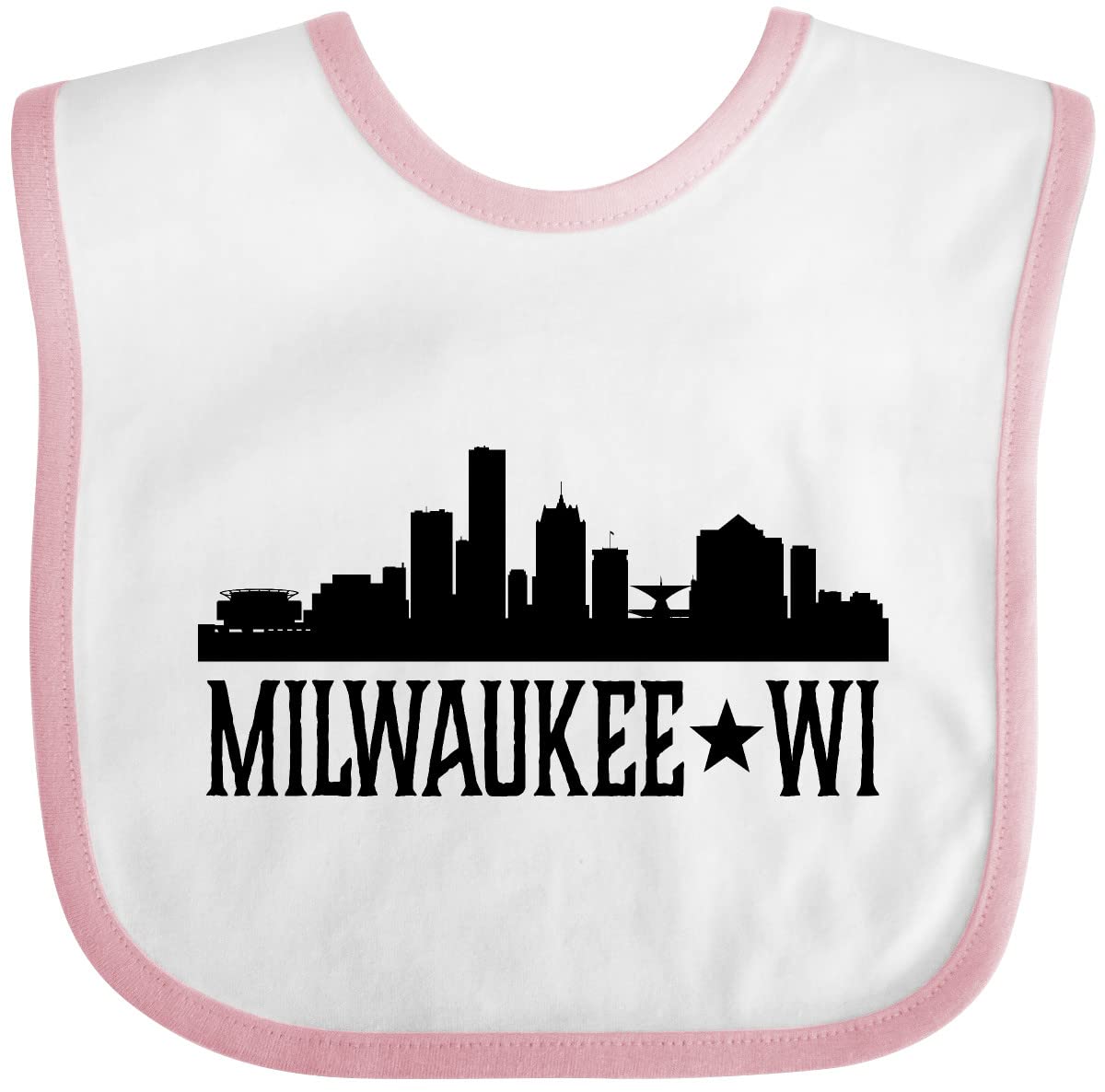 Inktastic Milwaukee Wisconsin City Skyline Baby Bib - Soft & Absorbent Drool Bib for Infants - Perfect for Feeding, Teething & Everyday Use