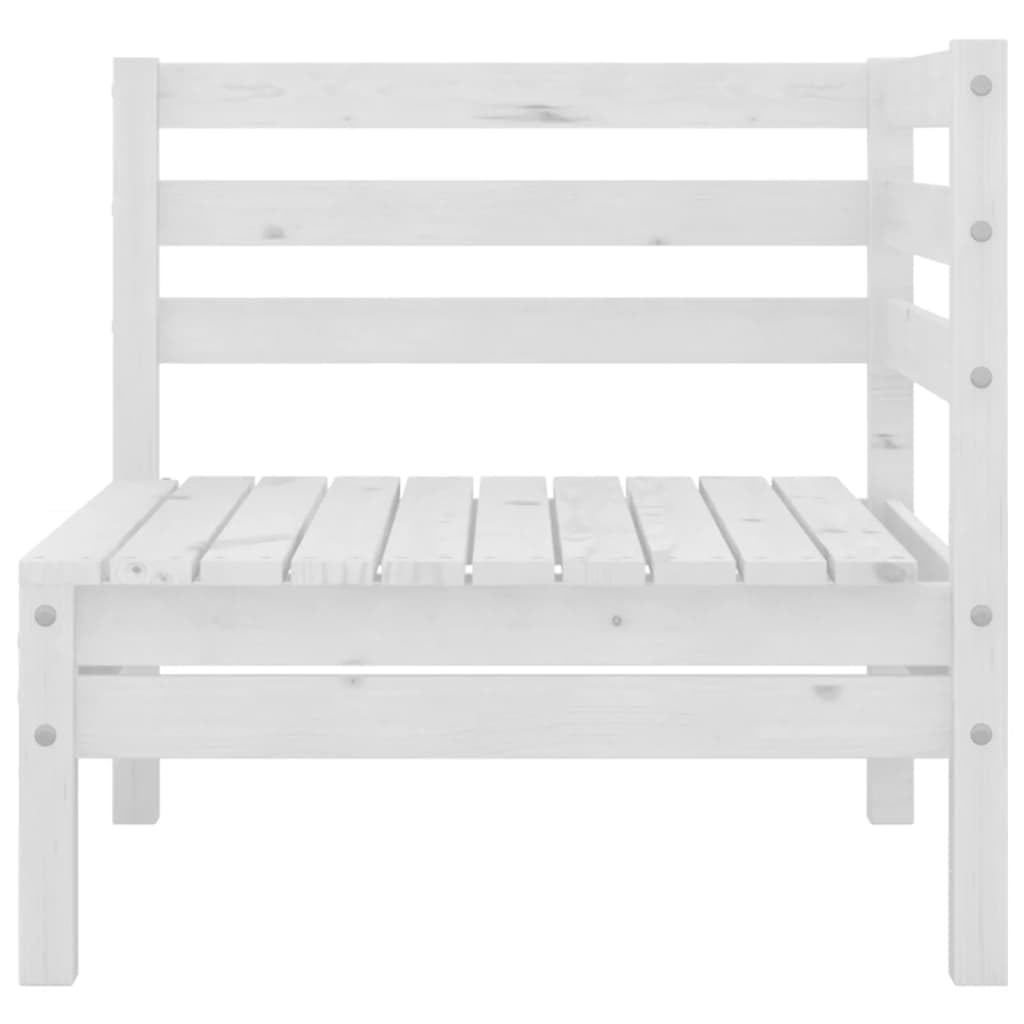 vidaXL Retro Style 3-Piece Patio Lounge Set - Solid Pine Wood Outdoor Furniture with Sofa, Corner Sofa & Footstool | White Weather-Resistant Garden Seating for Poolside, Deck & Backyard Relaxation