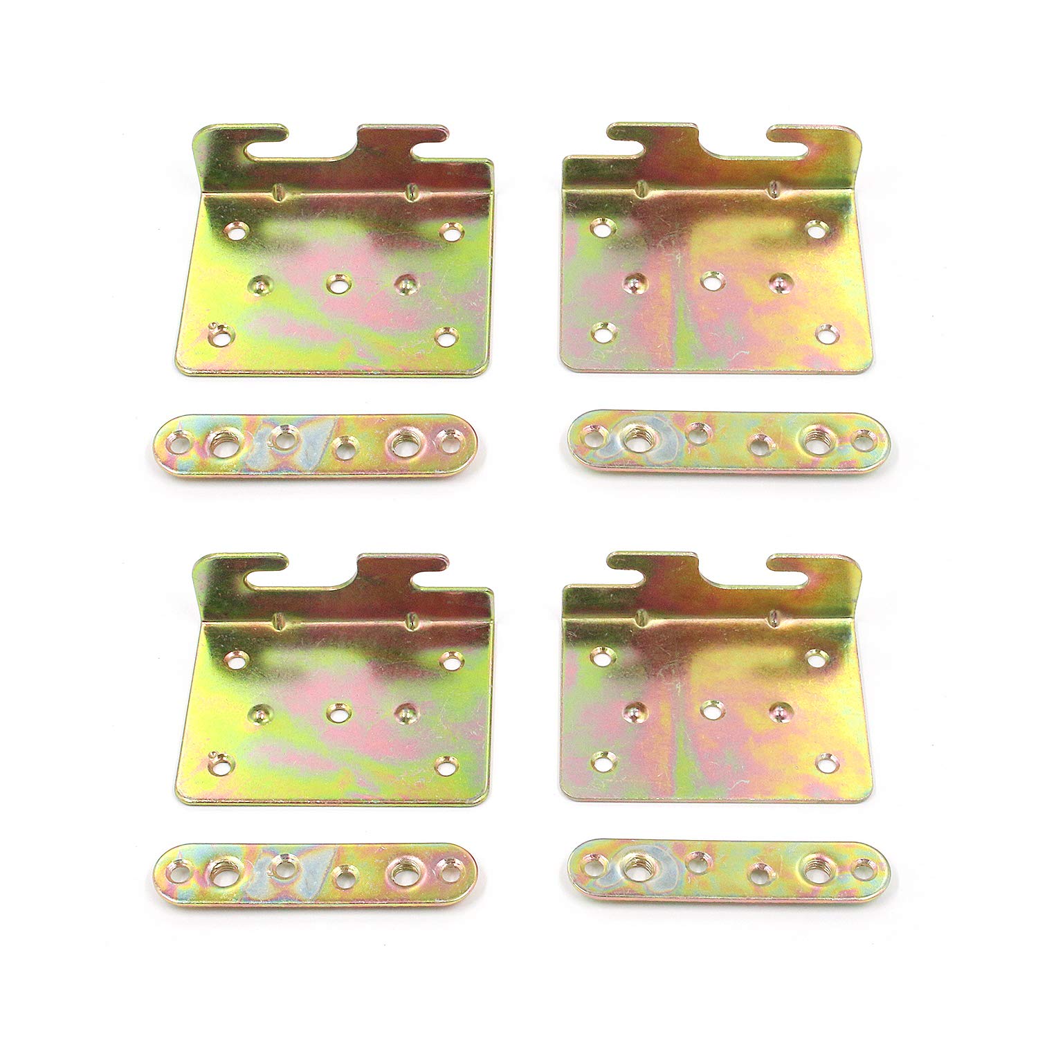 4Pcs Heavy Duty Universal C-Bed Rail Brackets Hinge with 2 Hooks - 90x68mm (3.5x2.7inch) Zinc Finish - for Bed Frames, Headboard & Footboard Installation - Perfect for Bedroom Furniture Assembly and DIY Home Improvement Projects