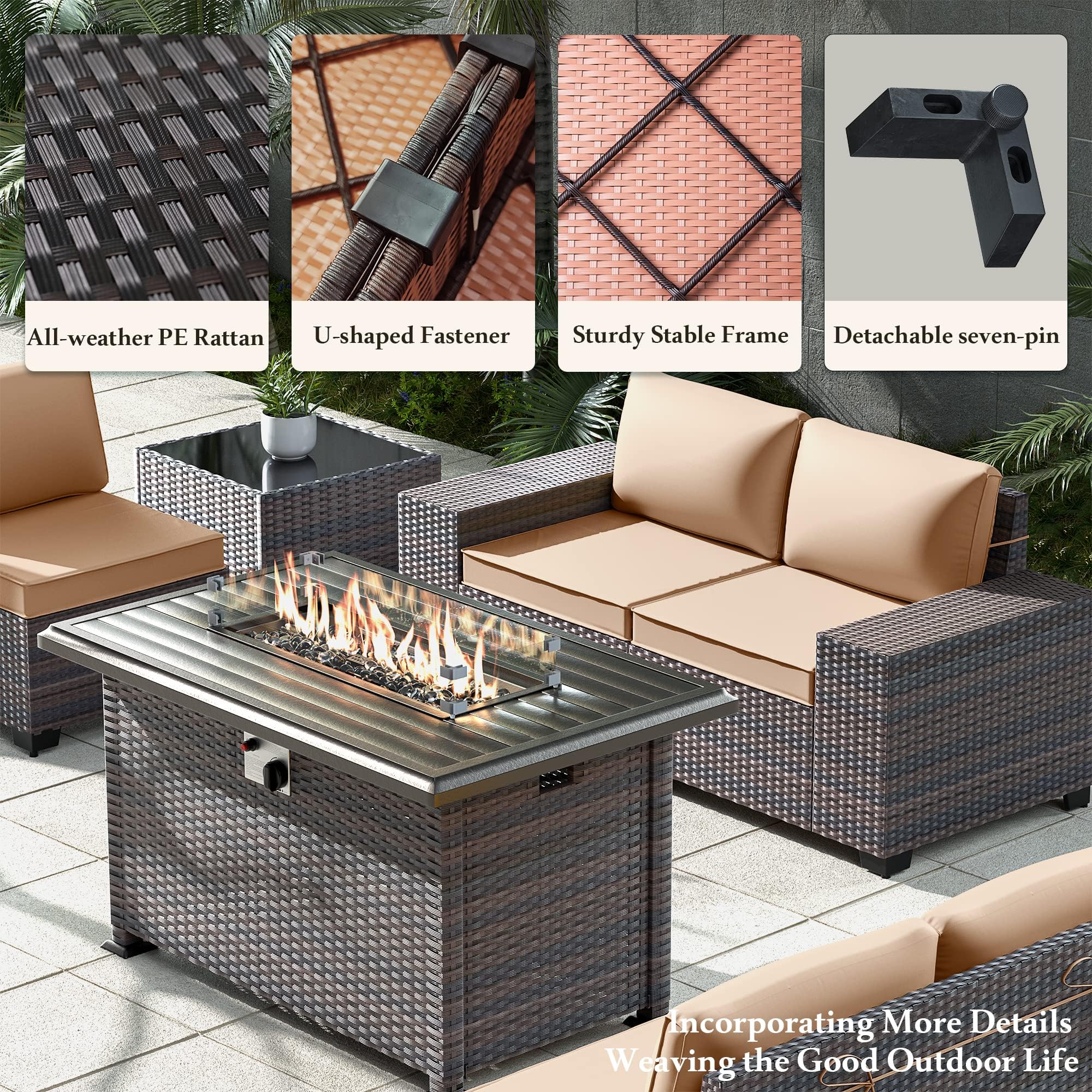 13-Piece Outdoor Patio Furniture Set with 43