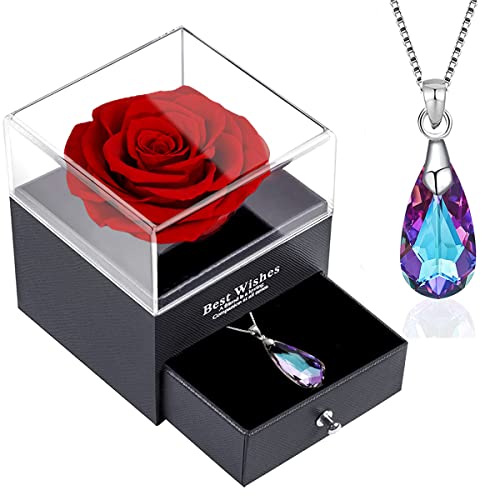 Red Rose Birthsone Necklace
