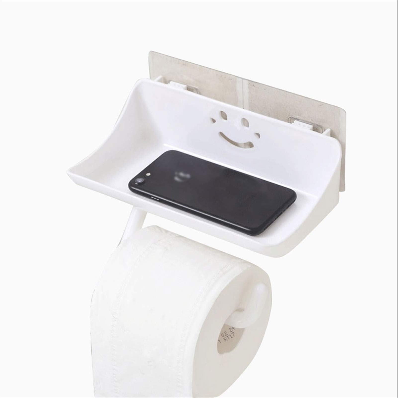 Wall Mount Paper Towel Holder - Stainless Steel Bathroom & Kitchen Organizer with No Drill Installation, Multi-Purpose for Towels, Toilet Paper & Phone Storage (White) - Perfect for Small Spaces, Apartments & RVs