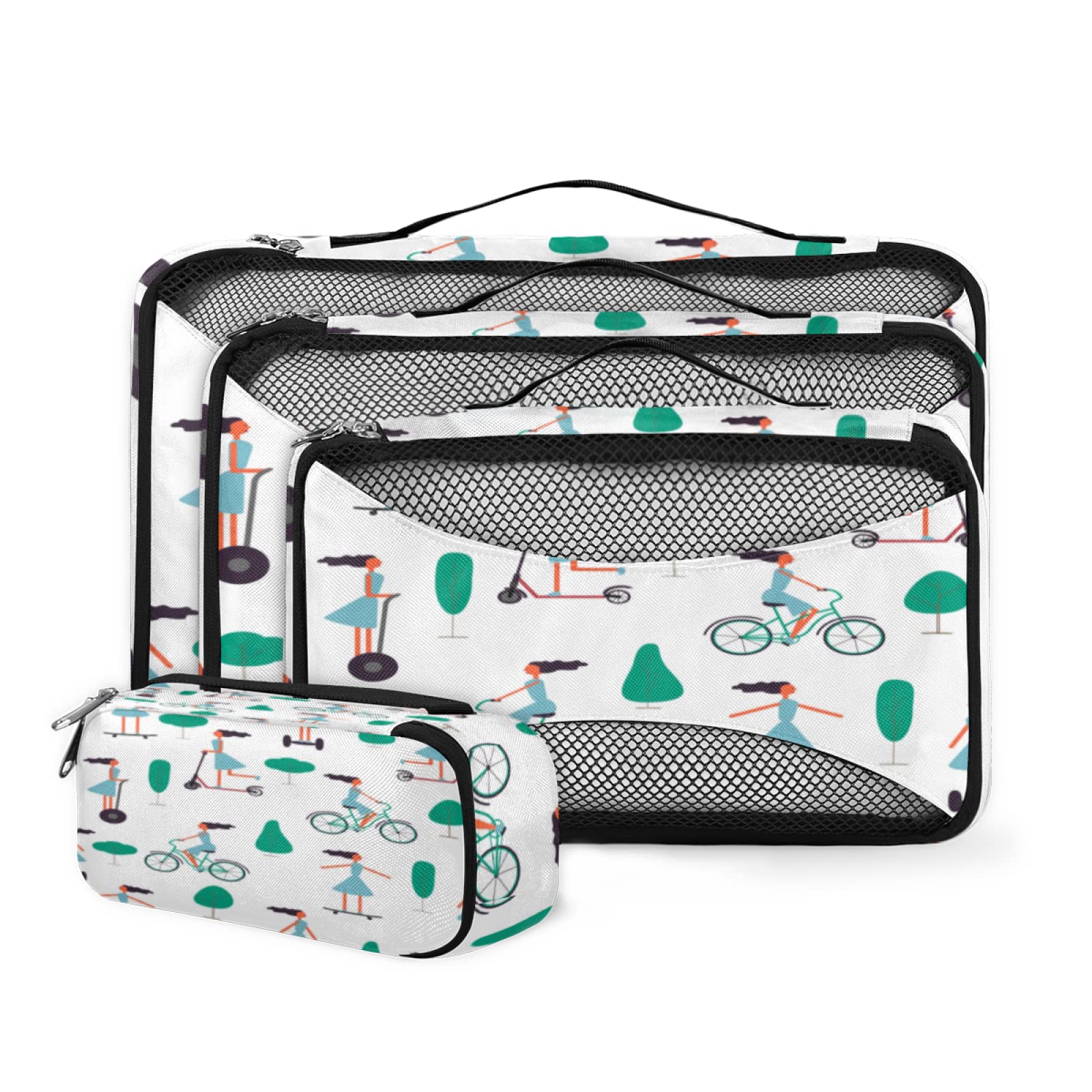 4-Piece Packing Cubes Set for Suitcases - Lightweight Travel Organizers with Space-Saving Design | Perfect for Girls' Bike Trips & Travel Accessories