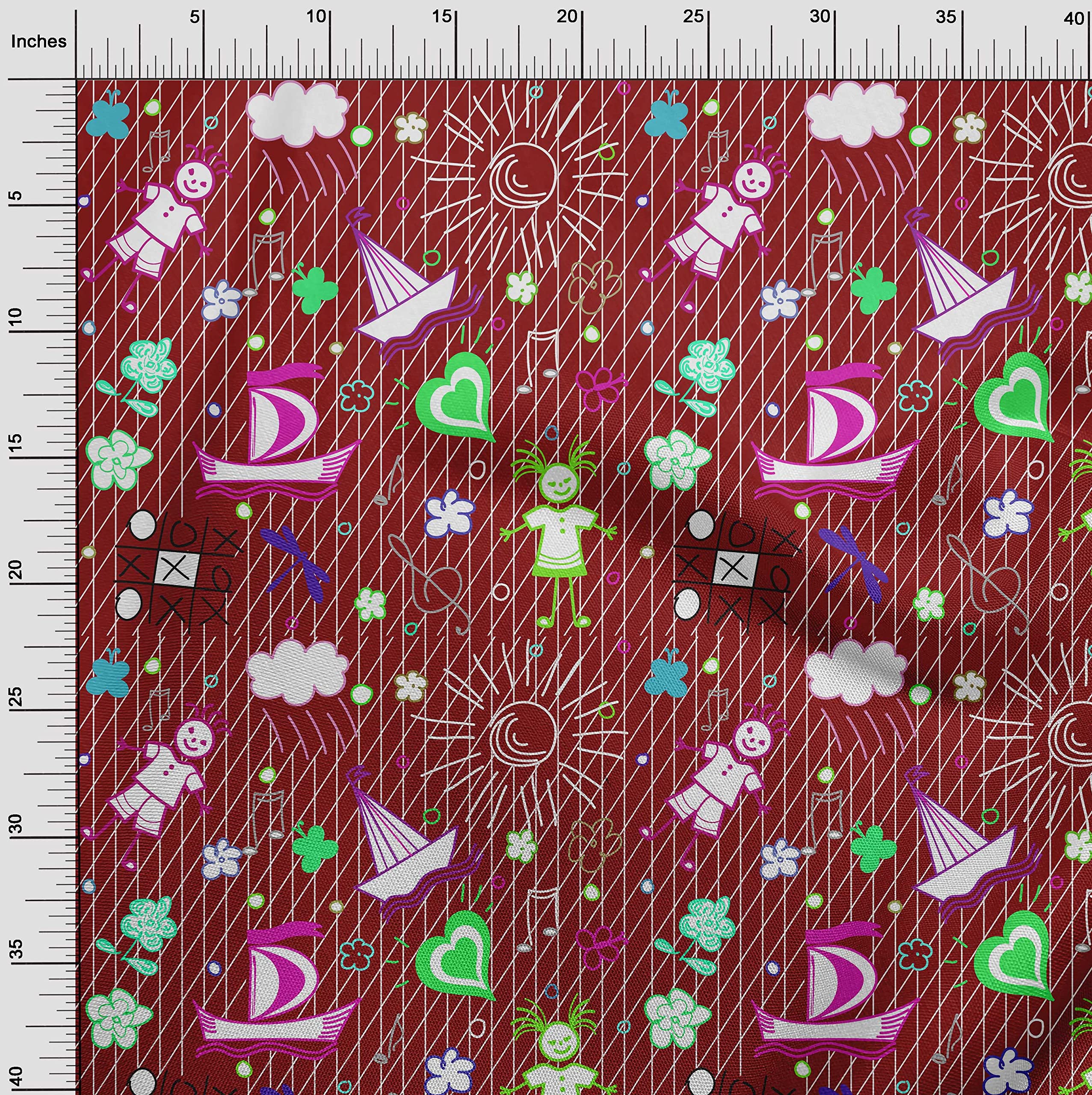 Premium Cotton Poplin Twill Maroon Fabric for Kids Clothing - 56