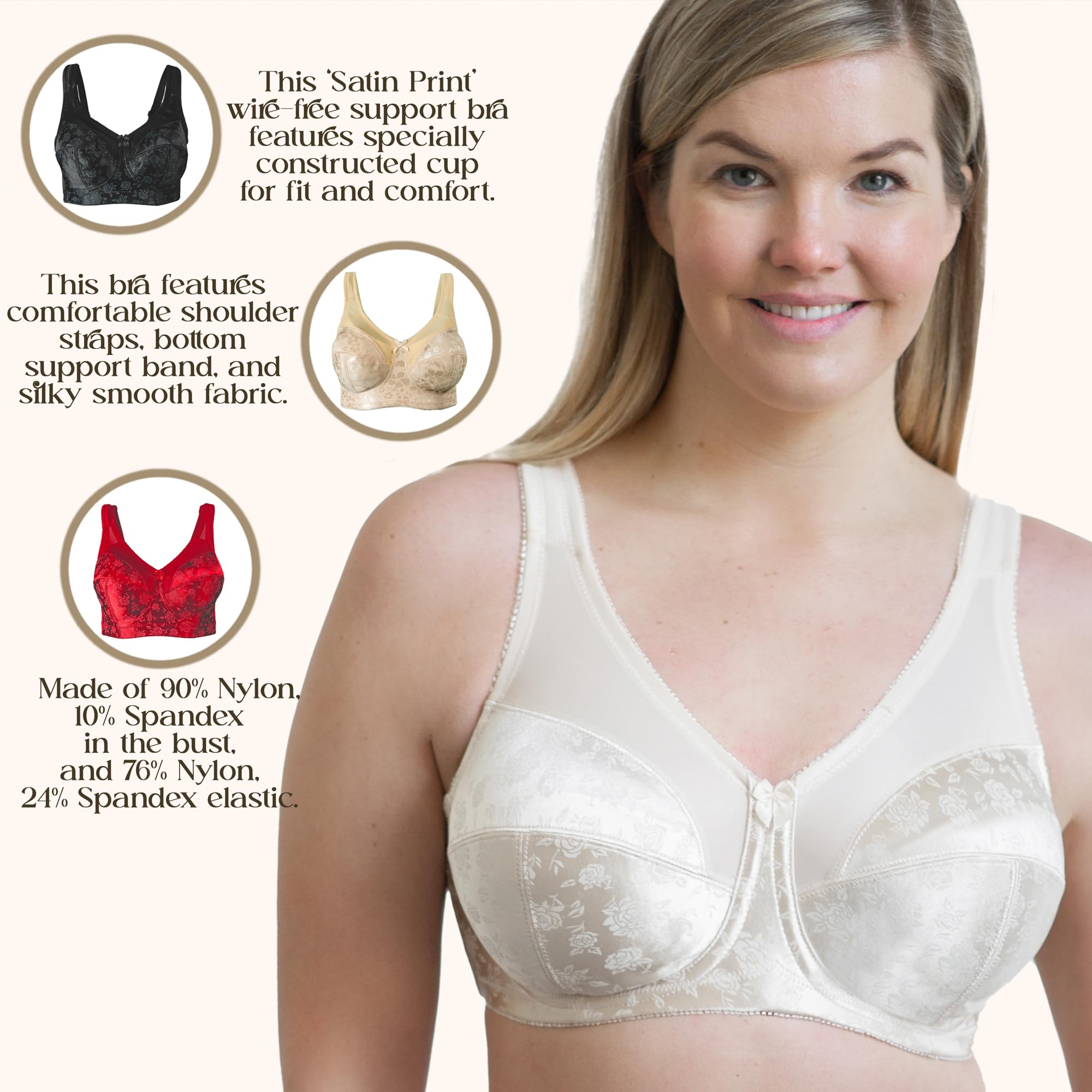 Full Figure Wireless Seamed Cup Bra for Women - Comfortable Support & Lift for Everyday Wear, Workouts & Special Occasions