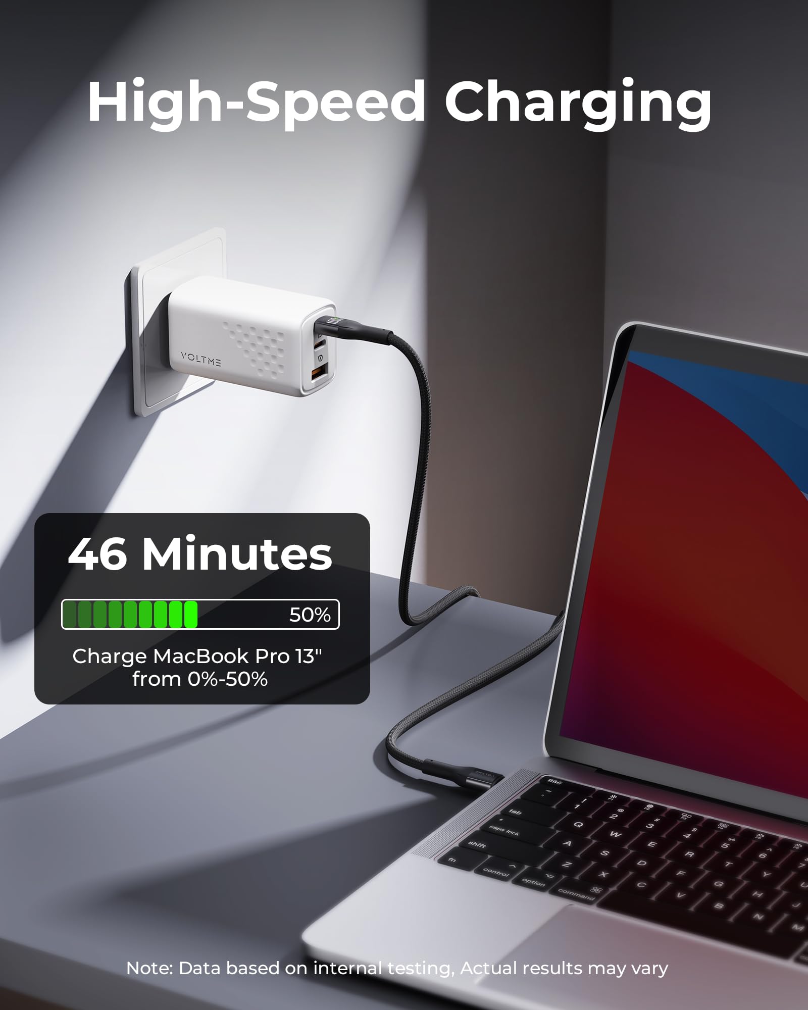 VOLTME 67W USB C Wall Charger, 3-Port GaN Fast Charger Block with PD - Compatible with MacBook Pro/Air, iPad Pro, iPhone 16/15/14, Galaxy S24/S23, Dell XPS 13, Pixel - Compact & Foldable Design (White) - Perfect for Travel, Home & Office Use