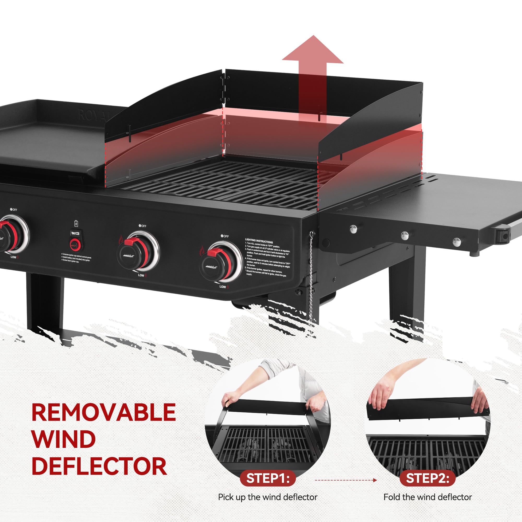 4-Burner Propane Gas Grill and Griddle Combo with Grilling Tools - 296 Sq. In. Cooking Surface & 314 Sq. In. Griddle - Heavy-Duty Portable Outdoor Grill for Backyard, Camping, Tailgating & BBQ Parties - Black (Model GD405A-SC)