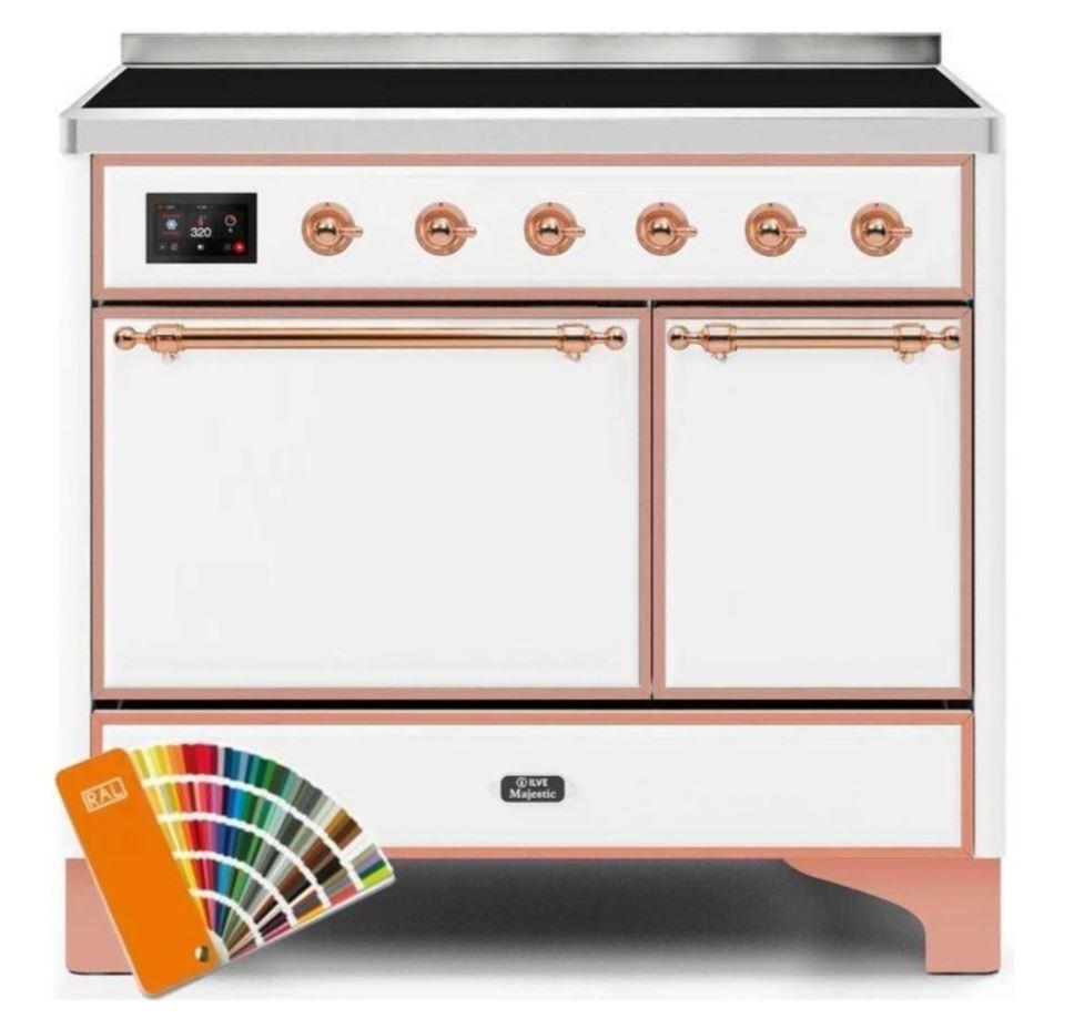ILVE 40 Inch Majestic II Series Induction Range with 6 Burners & Dual Ovens - TFT Touch Control Display, Solid Oven Door (UMDI10QNS3) - Perfect for Home Chefs & Professional Kitchens