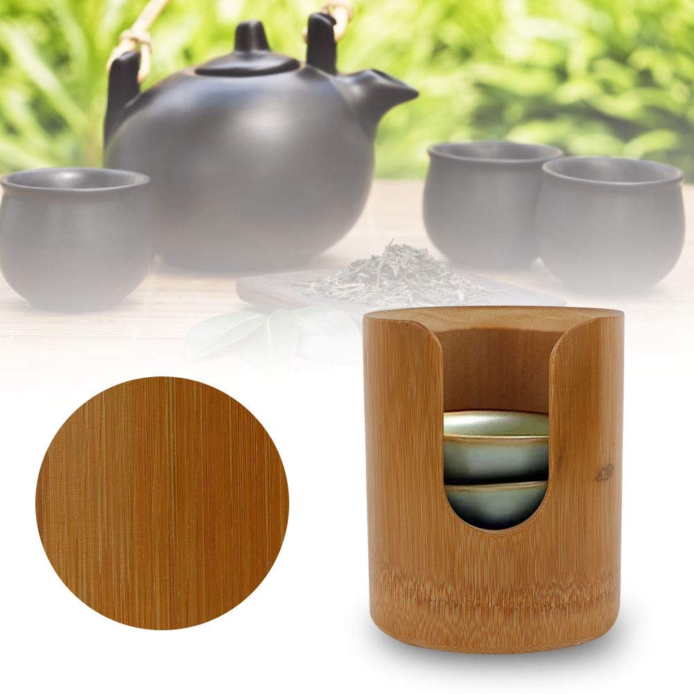 Natural Bamboo Tea Cup Storage Bucket - Large Tea Mug Holder Organizer for Home & Hotel Use - Perfect for Kitchen Countertop, Office Desk, and Restaurant Storage