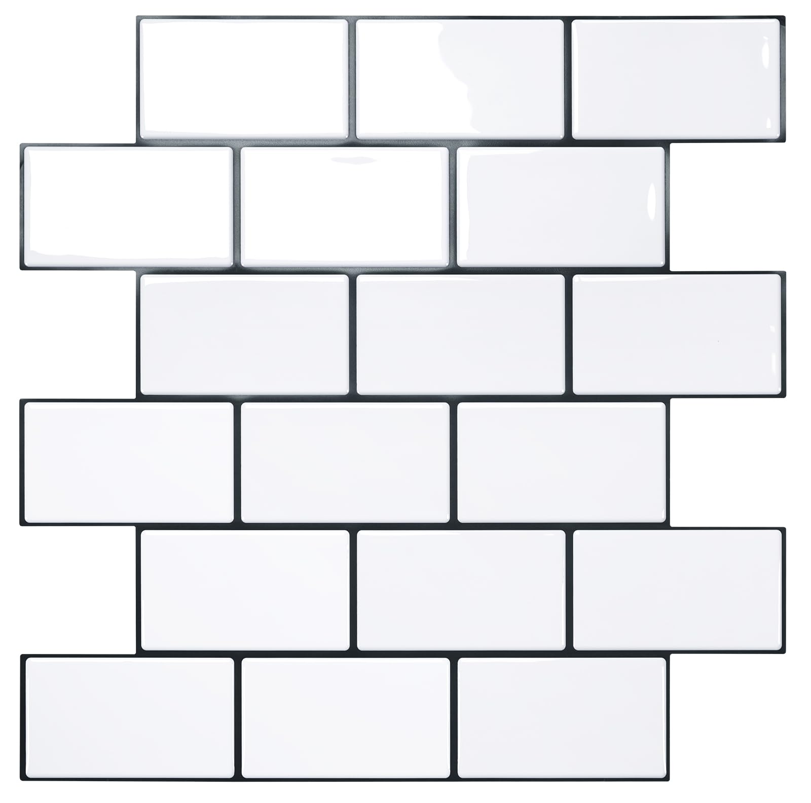 STICKGOO Peel and Stick Backsplash - White Subway Tile Self-Adhesive Wallpaper for Kitchen & Bathroom (5-Pack, Thick & Durable) - Easy DIY Home Renovation, Waterproof & Removable Backsplash Tiles