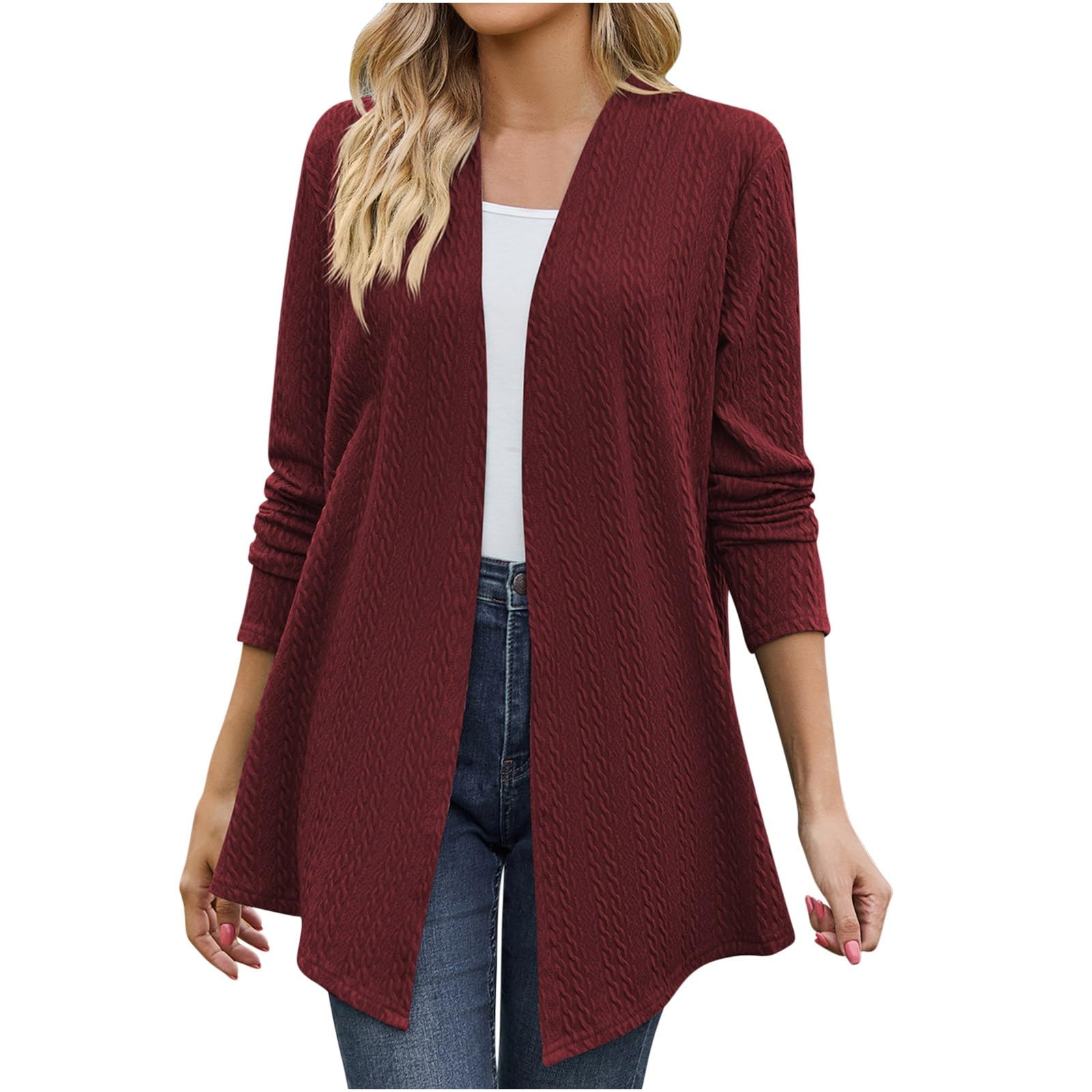Women's Lightweight Long Sleeve Open Front Cardigan Sweater - Soft Draped Knit Fall Coat for Layering & Casual Outfits - Perfect for Office, Travel and Cozy Home Wear
